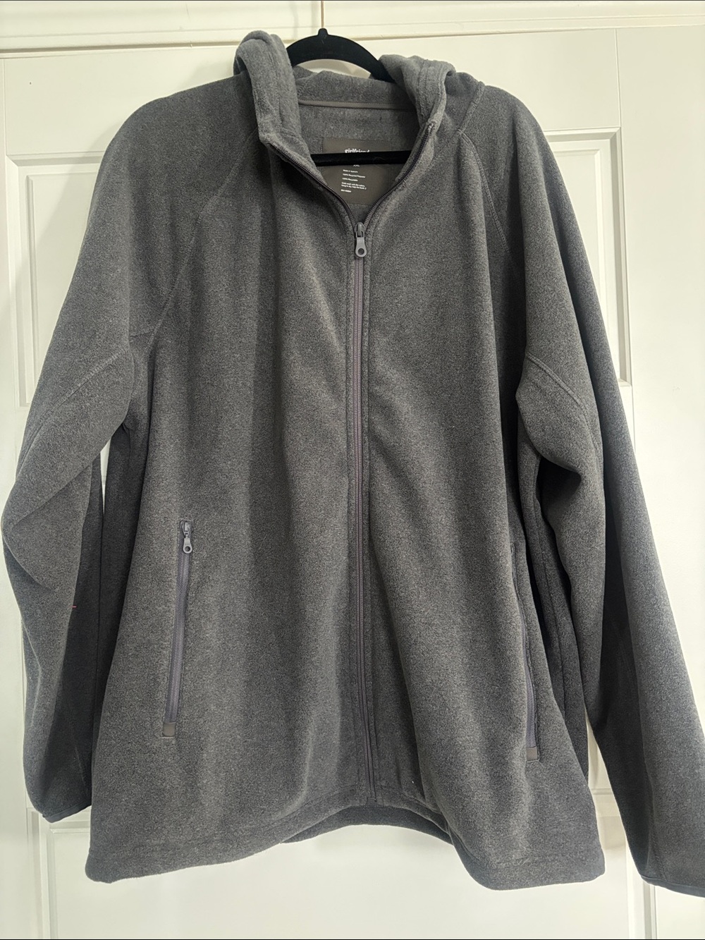 girlfriend collective Men's Gray Hooded Fleece Jacket